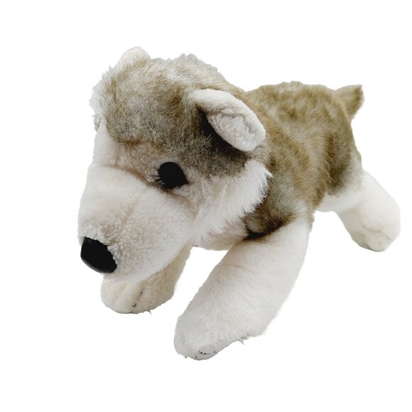 Build A Bear Siberian Husky Dog Wolf Gray & White Stuffed Plush 10" Length - Picture 1 of 11